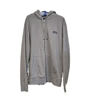 Patagonia Men Large Gray P-6 Label Lightweight Full-Zip Hoodie Sweatshirt L